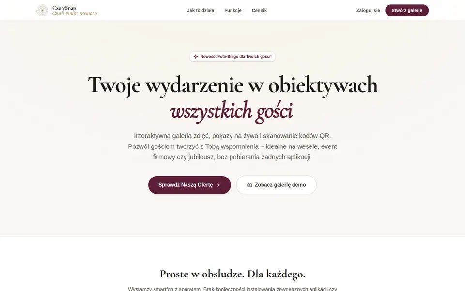 CzułySnap — galeria zdjęć od gości z kodu QR
